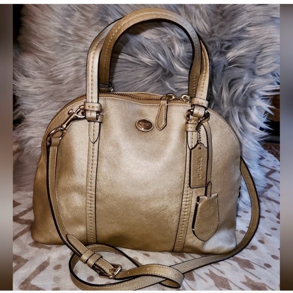 Gold Coach Women's Handbag with crossbody strap - Picture 6 of 6